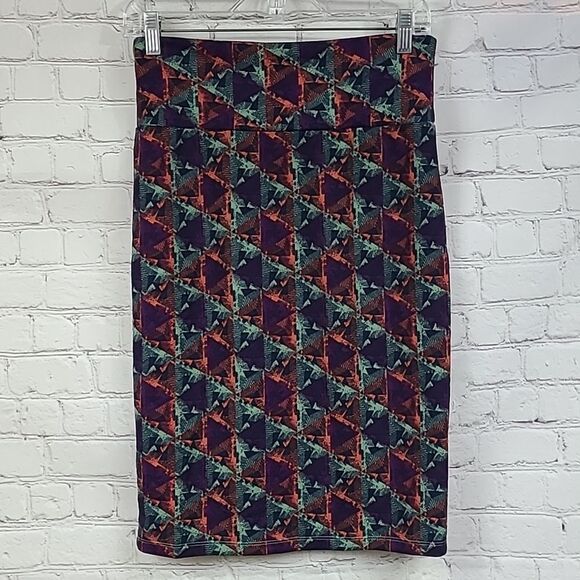 LuLaRoe Cassie Triangle Print Bodycon Comfy Stretch Jaquard Pencil Skirt Knee - Picture 7 of 7